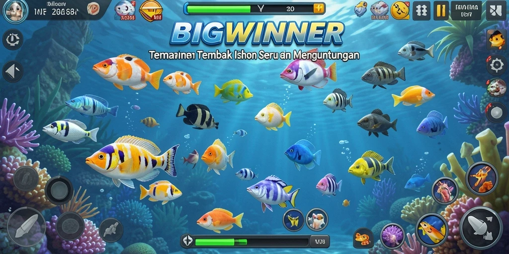 Tampilan gameplay seru di BIGWINNER saat menembak ikan.