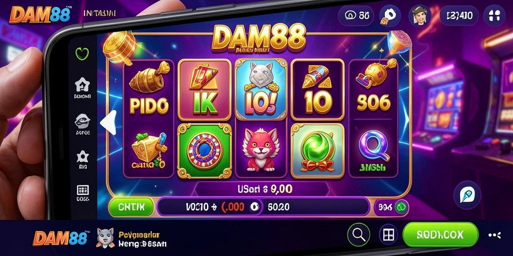 Tampilan gameplay menarik dari game Slot DAM88 dengan berbagai tema.