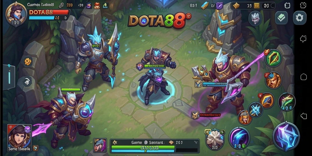 Screenshot gameplay DOTA88 menampilkan karakter dalam aksi idle yang seru.