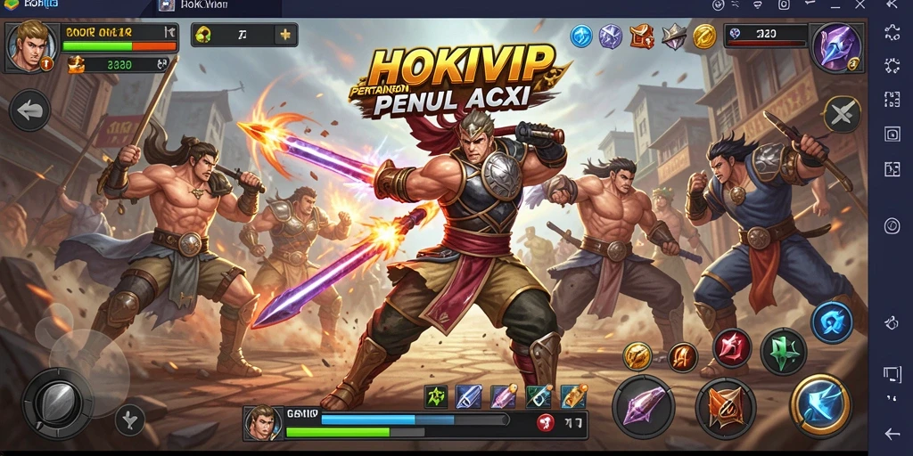 Tangkapan layar gameplay HOKIVIP menampilkan pertarungan mendebarkan.