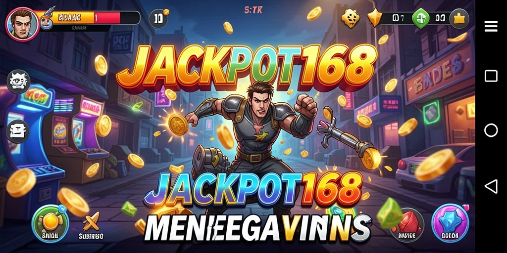 Tampilan gameplay <strong>JACKPOT168</strong> yang seru dan menantang di dunia arcade.