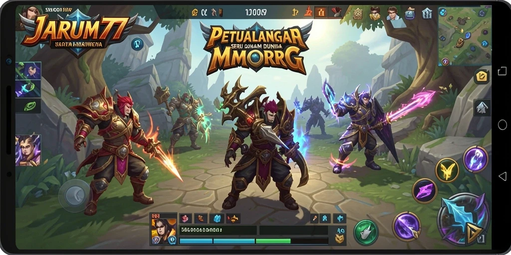 Screenshot gameplay JARUM77 dengan karakter beraksi di dunia MMORPG.