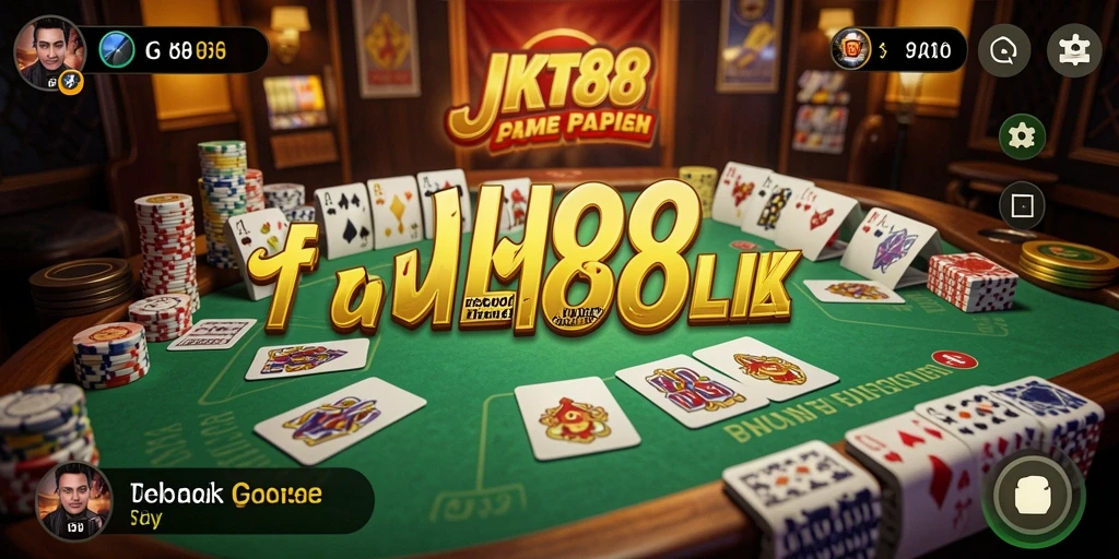 Screenshot utama JKT88 menampilkan gameplay Gaple yang menarik dan dinamis.