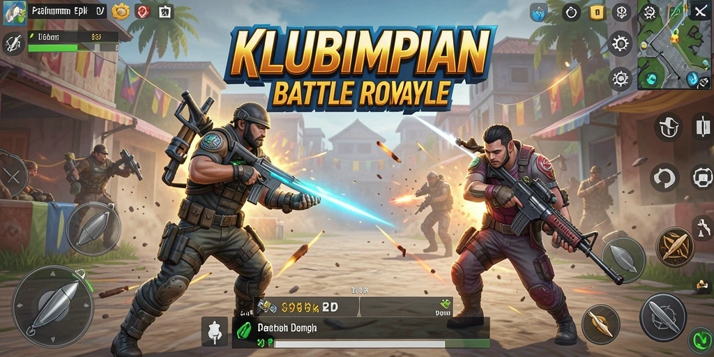 Tampilan seru gameplay KLUBIMPIAN dalam pertempuran Battle Royale.