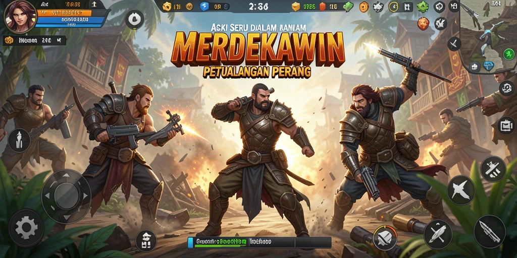 Gameplay seru MERDEKAWIN dengan aksi bertempur yang intens.