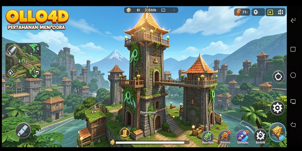 Tampilan menarik dari gameplay Tower Defense di OLLO4D.