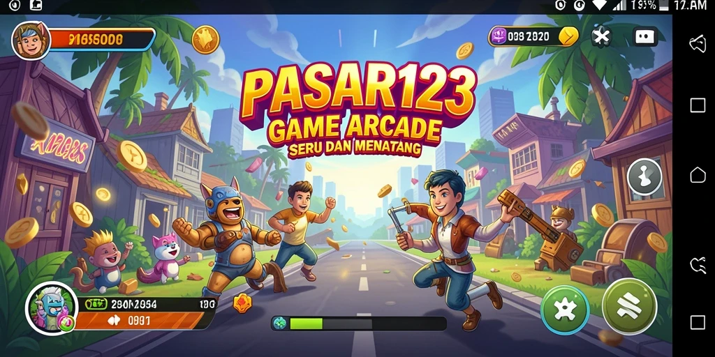 Screenshot menampilkan aksi seru gameplay PASAR123 di level menantang.