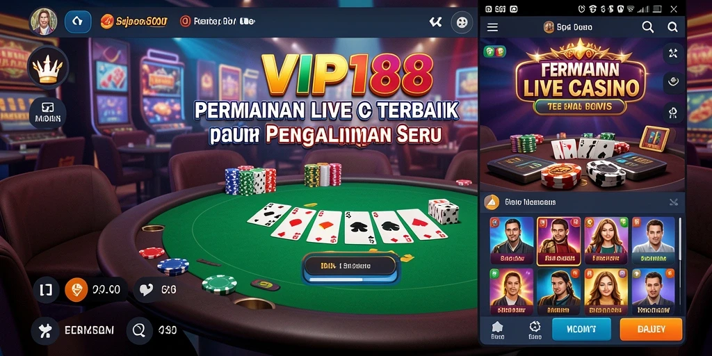 Tampilan gameplay Live Casino yang menarik dan interaktif di VIP188.